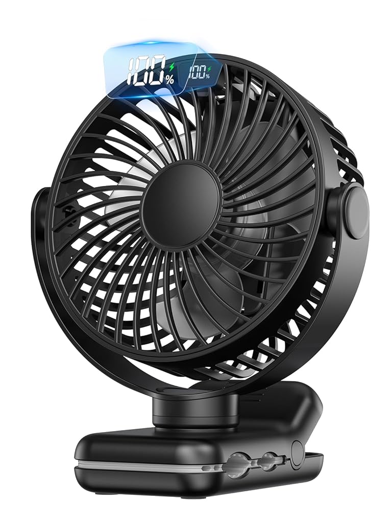 Verilux® USB Desk Fan Flexible Stroller Fan with Clip 5000mAh Rechargeable USB Fan with 4 Speeds Cordless Quiet Fan for Crib Handle, Desk, Safety Baby Seat Verilux® USB Desk Fan Flexible Stroller Fan with Clip 5000mAh Rechargeable USB Fan with 4 Speeds Cordless Quiet Fan for Crib Handle, Desk, Safety Baby Seat